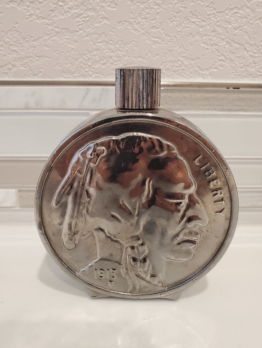 Vintage Wild Country Aftershave in Buffalo Nickel Decanter Bottle 5 Oz Avon